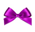 Shiny purple satin ribbon on white background. Royalty Free Stock Photo