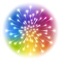 Shiny rainbow firework on white background