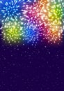 Shiny rainbow fireworks on starry sky background for Your design