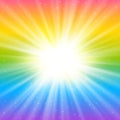 Shiny rays on bright rainbow background - abstract template for Your design