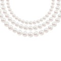 Shiny realistic Pearl necklace isolated on white background