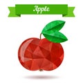 Shiny red apple with two leaves, vector illustration Royalty Free Stock Photo