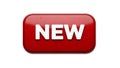 Shiny red button with the word new in white 3d letters on a white background Royalty Free Stock Photo