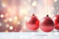 shiny red Christmas ball bouncing in front of blurred Christmas candle light and unfocused bokeh Royalty Free Stock Photo