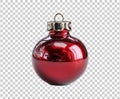 Shiny red 3D Christmas ornament with glossy surface, bright festive decoration AI generated Royalty Free Stock Photo
