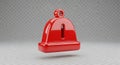 Shiny red 3D notification bell icon rendering Royalty Free Stock Photo