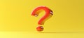 Shiny Red 3D Question Mark on Bright Yellow Background for Bold Design Concepts Royalty Free Stock Photo