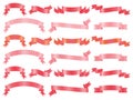 Shiny Red Decorative Ribbon Banner Set Royalty Free Stock Photo