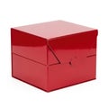 Shiny red gift box with a secure clasp closure and a sturdy handle design Royalty Free Stock Photo