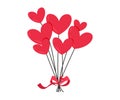 Shiny red heart balloons vector background colorful romance Royalty Free Stock Photo