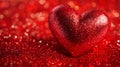 Shiny red heart surrounded by glowing particles for ValentineÃ¢â¬â¢s. Royalty Free Stock Photo
