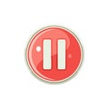 Shiny Red Pause Button - Icon or Graphic Symbol of Stop or Interruption on White Royalty Free Stock Photo