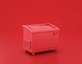 Shiny red plastic popcicle freezer in red background, flat colors, single color, 3d rendering Royalty Free Stock Photo