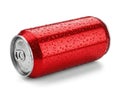 Shiny red soda can with condensation drops Royalty Free Stock Photo