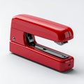 Shiny Red Stapler Office Supply on a White Background Isolated Studio Shot Royalty Free Stock Photo