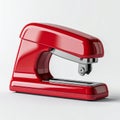 Shiny Red Stapler Office Supply on White Background with Soft Shadows Royalty Free Stock Photo