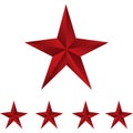 Shiny Red Stars. Form of first. Illustration for design on white background