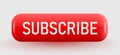 Shiny Red Subscribe Button for Web and Social Media Design. A prominent call to action element. Royalty Free Stock Photo