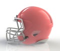 Shiny red wax american football helmet side view on a white background with detailed clipping path. Royalty Free Stock Photo