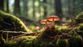 the shiny, reddish-brown cap of the Reishi mushroom