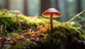 the shiny, reddish-brown cap of the Reishi mushroom