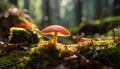 the shiny, reddish-brown cap of the Reishi mushroom