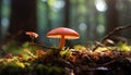 the shiny, reddish-brown cap of the Reishi mushroom