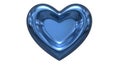 A shiny, reflective, blue heart-shaped object with a hollow center Royalty Free Stock Photo