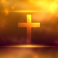 shiny religious cross symbol background with light effect