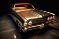 shiny restored classic car with open hood Royalty Free Stock Photo