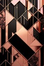 Shiny rose gold and black angular tiles, created using generative ai technology