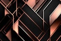 Shiny rose gold and black angular tiles, created using generative ai technology