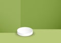 Abstract round pedestal podium with three solid background