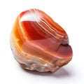 A shiny sardonyx nugget with a smooth, glossy surface and distinctive banding, isolated on a white background, Ai Generated