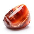 A shiny sardonyx nugget with a smooth, glossy surface and distinctive banding, isolated on a white background, Ai Generated