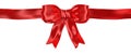 Shiny satin red ribbon bow isolated on white