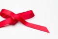 Red ribbon to make ties in Christmas gifts Royalty Free Stock Photo