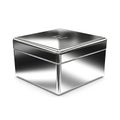 A shiny silver box with a lid on a transparent background Royalty Free Stock Photo