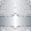 Shiny silver floral holiday vintage invitation background design