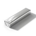Shiny Silver Foil Wrapped Rectangular Candy Bar or Gum Pack on a White Background chocolate Royalty Free Stock Photo
