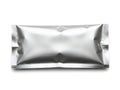 A shiny silver foil wrapped rectangular object on a plain white background Royalty Free Stock Photo