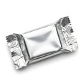 Shiny silver foil wrapped rectangular object on a white background Royalty Free Stock Photo