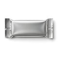 Shiny silver foil wrapped snack packet on a white background Royalty Free Stock Photo
