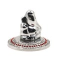 shiny silver mini idol decorated with beads, of ganesh