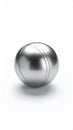 Shiny silver metal ball with subtle curved lines against a white background Royalty Free Stock Photo