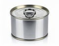 Shiny Silver Metal Can on White Background with Shadow Royalty Free Stock Photo