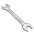 Silver Metal Combination Wrench with Metric Size 32 and 14 Markings Isolated on White spanner Royalty Free Stock Photo