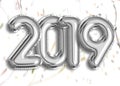 Silver Foil Balloon 2019 with Confetti