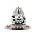 shiny silver mini idol decorated with beads, of ganesh