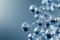 Shiny Silver Molecule on Blue Background: Science and Technology Concept. Royalty Free Stock Photo